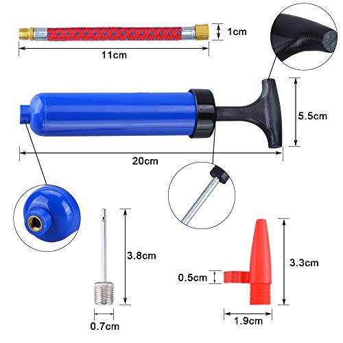 Oziral Bomba de Bolas, Bomba de Globos de inflado portátil con 8 Agujas de Gas 1 Tubo de Aire y 2 Punta Suave para Fútbol Baloncesto Rugby Voleibol Waterpolo Bolas Handball Bolas Inflables