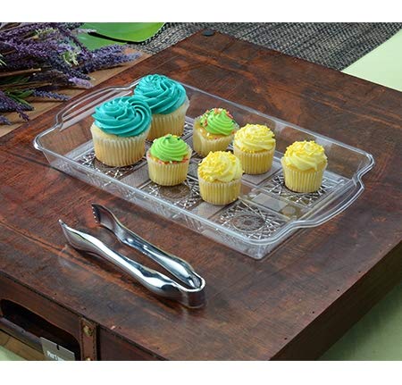 Pack de 3 elegantes bandejas de plástico rectangulares con aspecto de cristal con bandejas decorativas de Handel, 34 cm x 21,5 cm