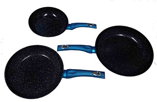 Pack de 3 Sartenes Antiadherentes de Granito SANTA LUCIA aptas para induccion (AZUL)