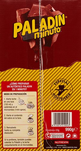 Paladin Chocolate Instante - Paquete de 30 x 33 gr - Total: 990 gr