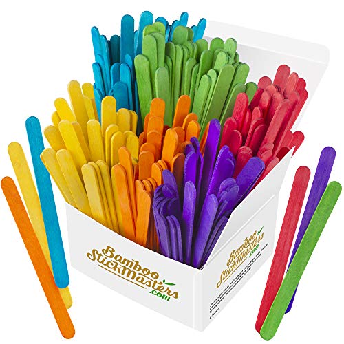 Palitos de piruleta de colores, 300 palos de madera de abedul para manualidades, 6 colores, etiquetas de plantas