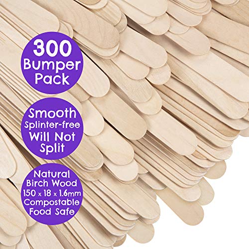 Palitos de piruleta gigantes, de madera, 300 palos de piruleta de madera natural, para arte y manualidades