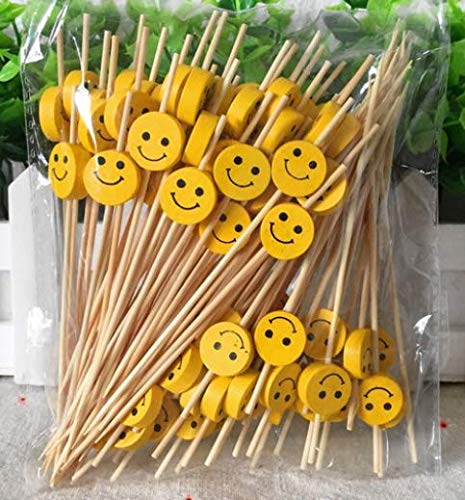 Palos De CÓCtel Palos De Madera De 100 Cuentas Suministros Para La Fiesta Volantes Bocaditos Frutas Bocaditos Bocaditos - Sonrisas Amarillas