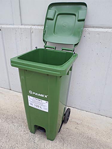 PAMEX - Contenedor Basura 120L con Pedal (Verde)