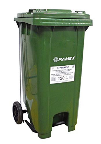 PAMEX - Contenedor Basura 120L con Pedal (Verde)
