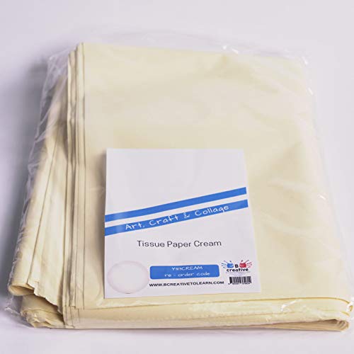 Papel de seda 50 cm x 75 cm, 17 g/m², color crema, 25 hojas