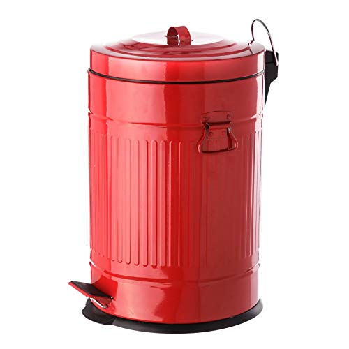 Papelera de 20 litros industrial roja de acero para cocina Iris - LOLAhome
