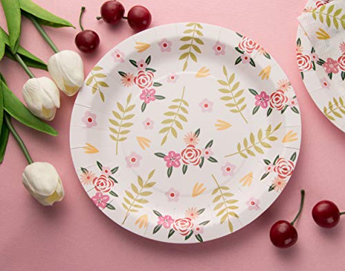 Paquete de 80 platos florales de papel para flores vintage suministros de fiesta (9 pulgadas)