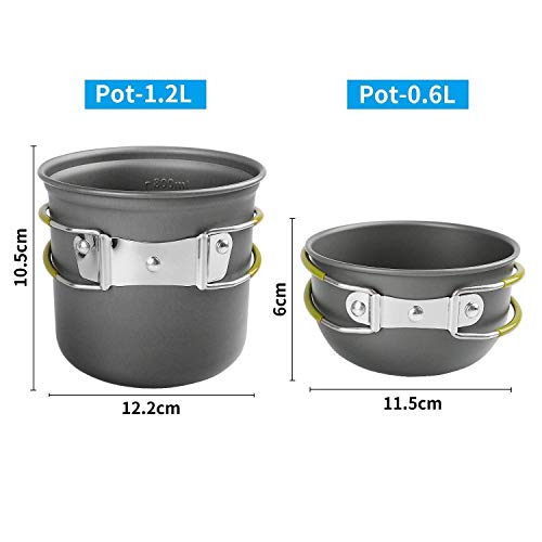 para Camping + Olla Sartén, sanmeisen portátil para Uso en Exteriores Backpacking Cookware Senderismo de Cocina Cocina de Gas del Quemador de butano y propano con Piezo Ignición