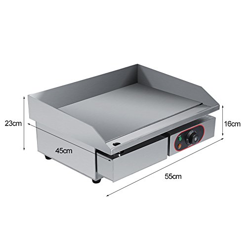 Parrillas eléctricas Barbacoa, 3000W 220-240V Acero inoxidable Parrilla Grande Encimera Placa calentadora BBQ Plancha de plancha con cajón de aceite extraíble Para Commercial Casa y restaurante
