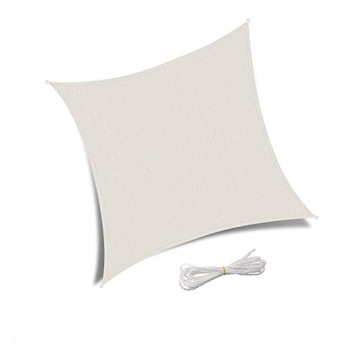 Patio Shack Toldo Vela de Sombra Cuadrado 2,5x2,5m, HDPE Transpirable y protección Rayos UV para Exterior, Jardin, terrazas, Crema