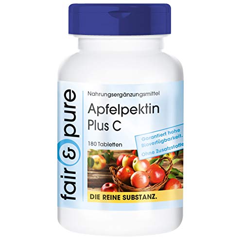 Pectina de Manzana con Vitamina C y Calcio - Vegana - Alta pureza - 180 Comprimidos