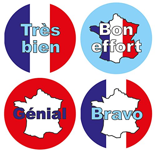 Pegatinas de recompensa de 15 mm en francés: 440 pegatinas