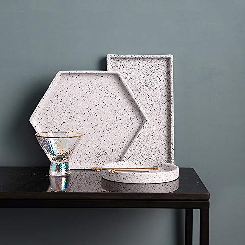Pendientes De Baratija Bandeja Decorativa De Joyería/ Bandeja Hexagonal De Cerámico/ Plato De Mármol/ Caja De Almacenamiento De Cosméticos/ Plato De Postre De Sushi/Decoración Del Hogar 10.5inch/27cm