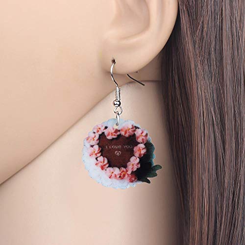 Pendientes De Clip Aros  Los Pendientes De Acrílico De La Torta del Chocolate De Rose del Día De San Valentín Caen Cuelgan La Joyería para