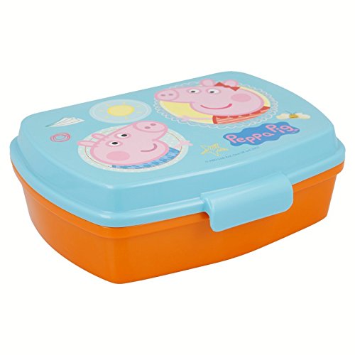Peppa Pig 2054 Sandwichera Restangular Multicolor Core; Producto de plástico; Libre BPA; Dimensiones Interiores 16,5x11,5x5,5 cm