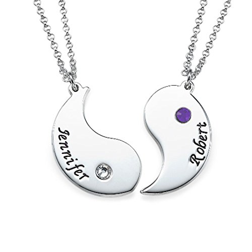 Personalizado Yin Yang 2 collares joyas bañado en plata – Fabricacion a medida con cualquier nombres grabado libre Reino Unido stock