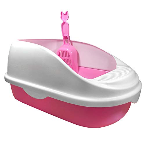 Pet Online Artículos de Limpieza para Mascotas. Caja de Arena semicerrada ecológica para el Aseo del Gato, fácil de Limpiar, 40 × 30 × 18 cm, Rosa