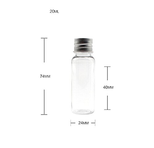 Pet Plástico Transparente Botes de repuesto para aceites esenciales de viaje cosméticos Polvos Cremas pomadas grasa Pequeño Recipiente para tarros con tapa plateada de aluminio unidades 6