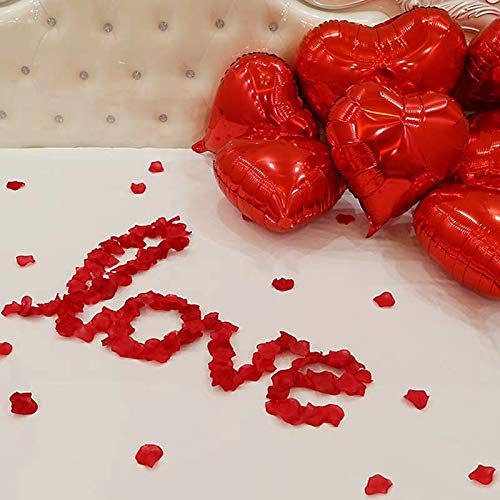 Pétalos de Rosa de Seda,1000 Pack Pétalos de Flores Decoración Romántica Artificiales para Boda Dispersión Mesa de Confeti del San Valentín 5 * 5cm Rojo Oscuro