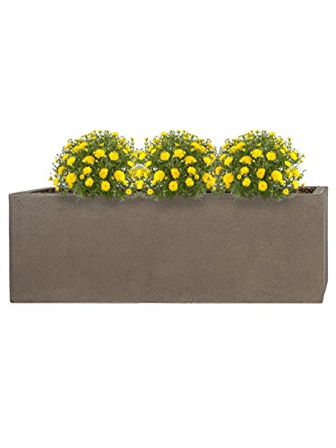 Pflanzwerk® Maceta Fibra de Vidrio Tub Marrón 17x50x17cm *Resistente a Las heladas* *Protección UV* *Calidad Europeo*
