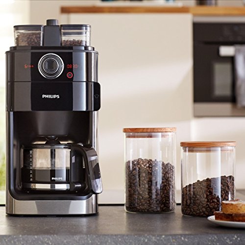 Philips Grind und Brew - Cafetera de filtro Contenedor doble de judías Acero inoxidable/negro.