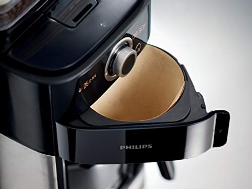 Philips Grind und Brew - Cafetera de filtro Contenedor doble de judías Acero inoxidable/negro.