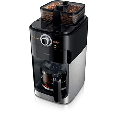 Philips Grind und Brew - Cafetera de filtro Contenedor doble de judías Acero inoxidable/negro.