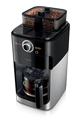 Philips Grind und Brew - Cafetera de filtro Contenedor doble de judías Acero inoxidable/negro.