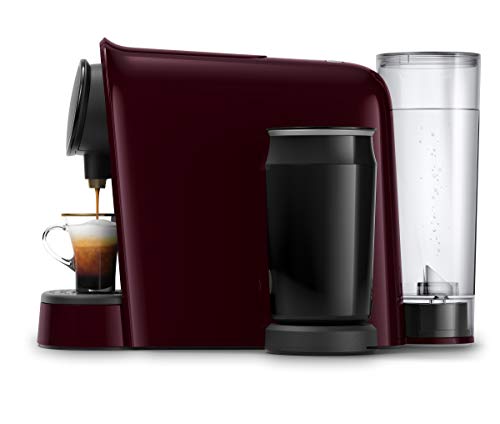 Philips L'Or Barista LM8014/80 Cafetera Espumador de Leche, Compatible Individual y Cápsula Doble, 19 Bares de Presión, 12 Variedades Incluyendo Cappuccino, 1 l, Color Granate