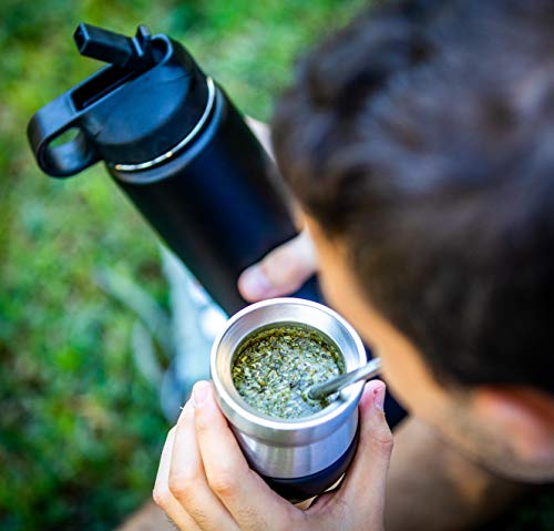 PIBE Cebador Mate para Yerba, Bombilla y Termo 750 Mililitros Acero Inoxidable Pack Autolimpieza