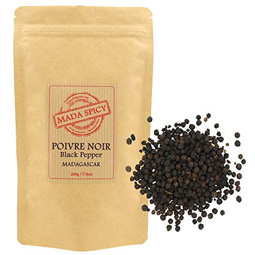 Pimienta negra grano de Madagascar 220g "Alta Calidad". Bolsita eco cierre zip.