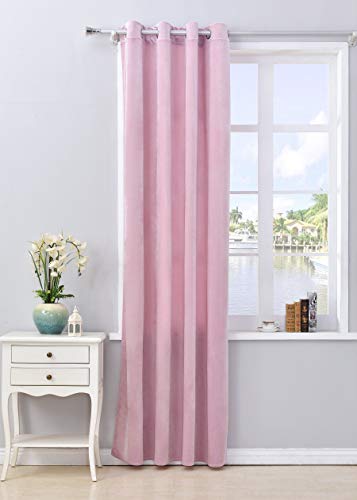 PimpamTex Cortina Terciopelo Opaca térmica Aislante para salón Dormitorio y habitación, con 8 Ojales, 1 Unidad 140 x 260 cm, Modelo Terciopelo Color Rosa Palo