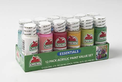 Pintura acrílica de barril de manzana, 12 colores esenciales, acabado mate, multicolor, 2 onzas