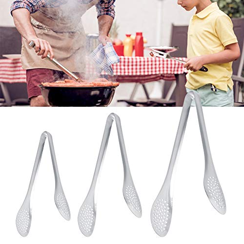 Pinzas de cocina plateadas fáciles de limpiar duraderas de 3 piezas, pinzas multifunción para barbacoa, utensilio de cocina para cocinar carne para barbacoa