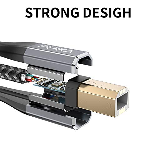 PIPIKA Cable Impresora [2M] Impresora Cable USB 2.0 Tipo A a Tipo B Compatible para Impresora HP, Epson,Canon,Brother, Lexmark,Escáner,Disco Duro,Fotografía Digital y Otros Dispositivos