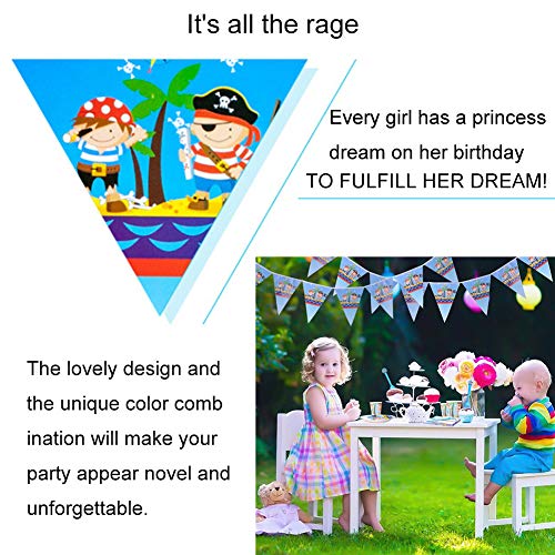 Pirata para Fiestas Set de Fiesta Kids Birthday Pirate Vajilla Desechable Pancarta, Platos, Servilletas, Cucharas, Tenedores y Cuchilos Capacidad para 6 Personas
