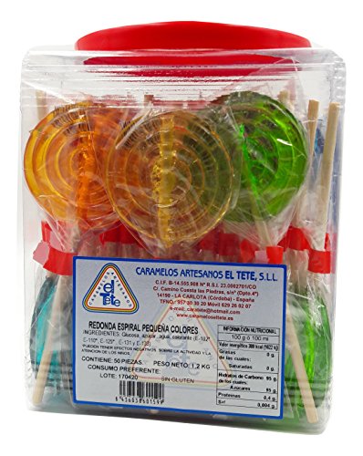 PIRULETA ESPIRAL TRANSPARENTE COLORES - 50 UNIDADES