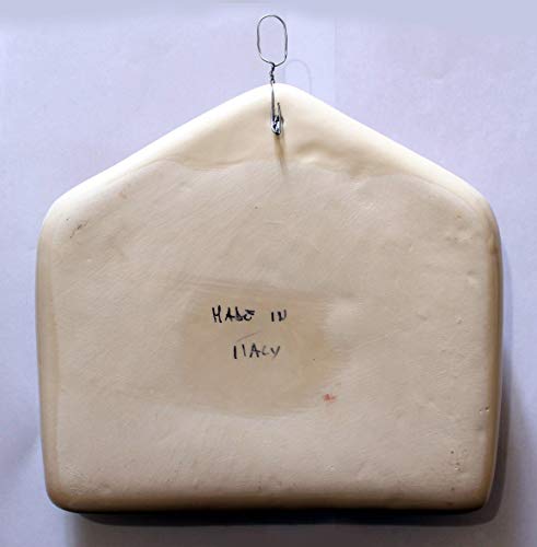 Pisa-Portacorreos de cerámica para colgar en la pared-Portatarjetas de cerámica decorado a mano, dimensiones cm 22,5x22x6 cm -MADE en ITALY Tuscany Lucca, certificado.