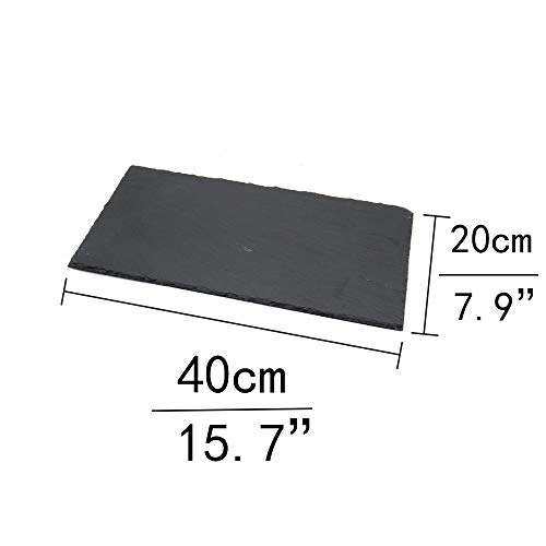 Pizarra para queso, bandeja de piedra sólida, tabla para servir queso y carne para el hogar, restaurante, cafetería, negro, 40x20x1cm