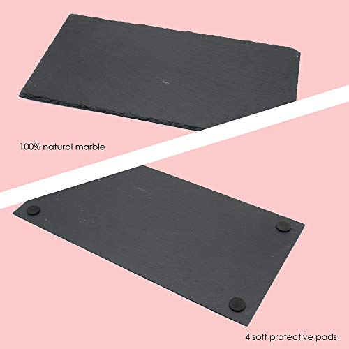 Pizarra para queso, bandeja de piedra sólida, tabla para servir queso y carne para el hogar, restaurante, cafetería, negro, 40x20x1cm