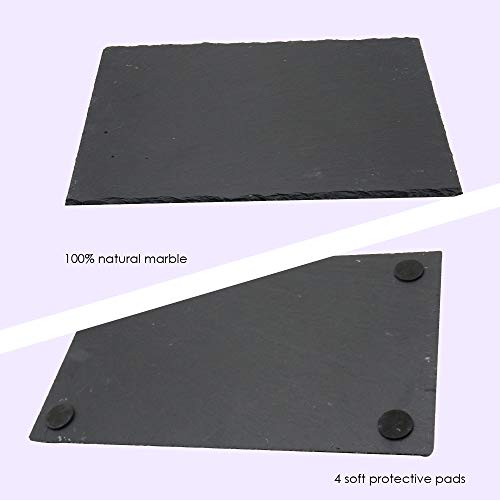 Pizarra para queso, bandeja de piedra sólida, tabla para servir queso y carne para el hogar, restaurante, cafetería, negro, 40x25x1cm
