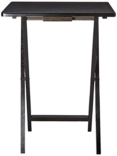 PJ Wood Bandeja plegable Tv & Snack tabla Negro