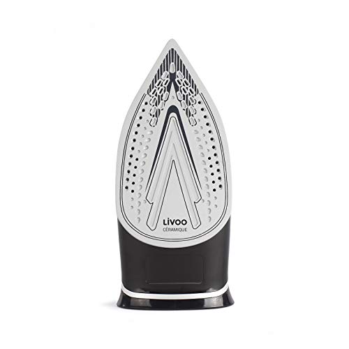 Plancha de vapor con base de cerámica, 2200 W, plancha de vapor azul (suela antiadherente, autolimpieza, depósito de agua de 300 ml, termostato)