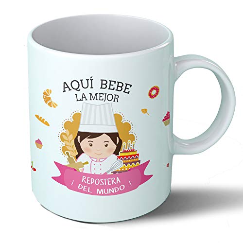 Planetacase Taza Desayuno Aquí Bebe la Mejor repostera del Mundo Regalo Original repostería Ceramica 330 mL