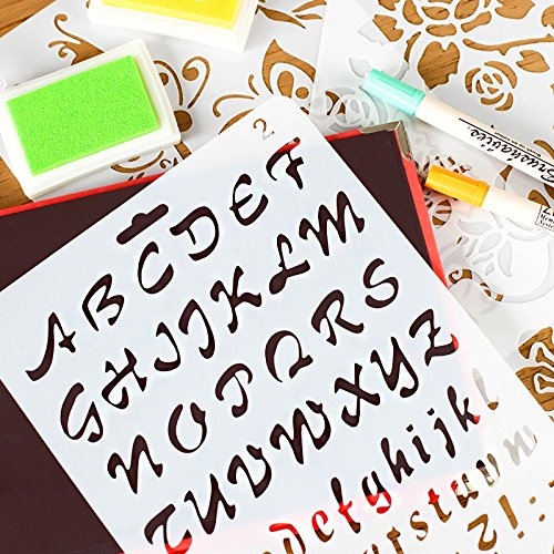 Plantilla con letras para niños, de Amupper, flexible, de plástico, tamaño de 25,9 x 17 cm, plástico, Plateado, letterring02