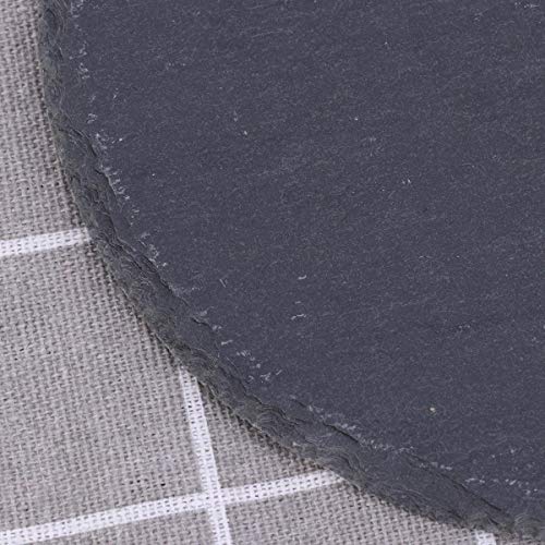 Plato redondo de pizarra natural de 15 cm para tartas, sushi, barbacoas, queso, pizza, fruta (negro)