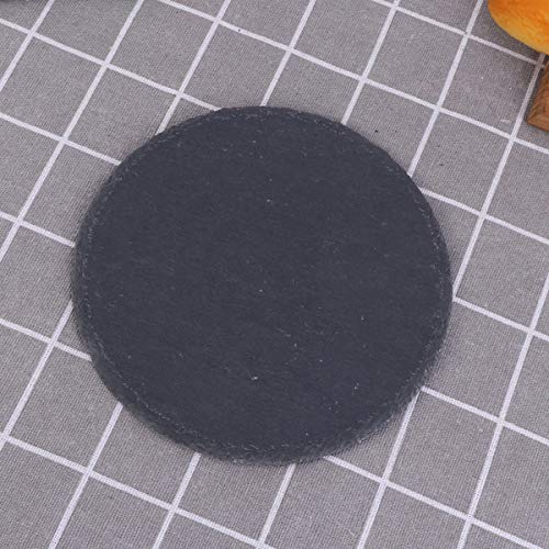Plato redondo de pizarra natural de 15 cm para tartas, sushi, barbacoas, queso, pizza, fruta (negro)