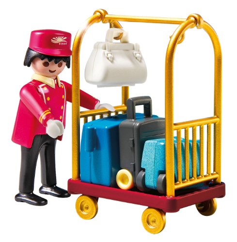 PLAYMOBIL Hotel - Portero con Carro de Equipaje, Set de Juego , 10 x 5 x 15 cm, (5270)