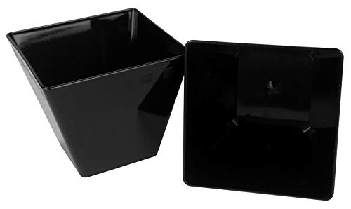 POLOPLAST 50 Vasos Individuales Negros de 58 CC Cuadrados para postres, postres, postres y Alimentos semifríos